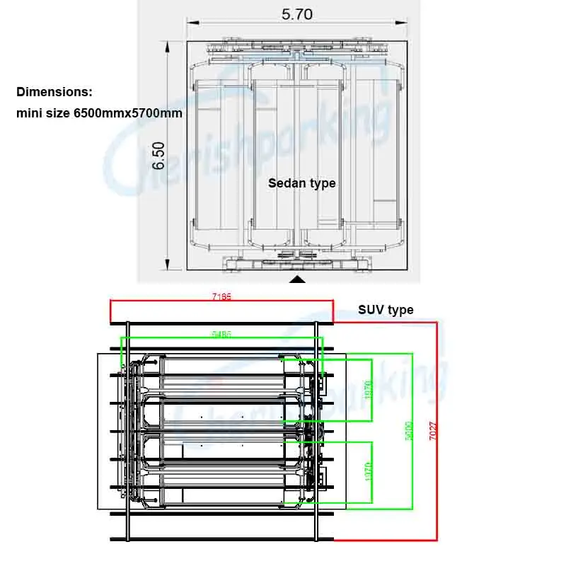 drawing of rotary parking system