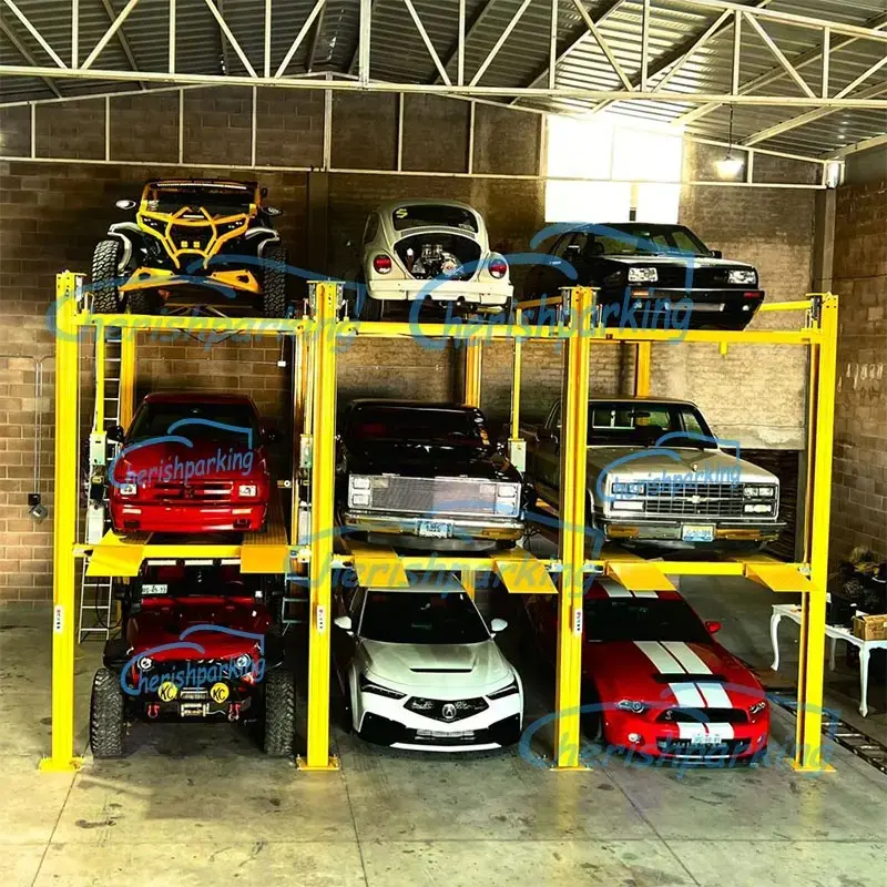 Efficient Triple Level Parking Lifts With Sharing Columns Installed In Myanmar