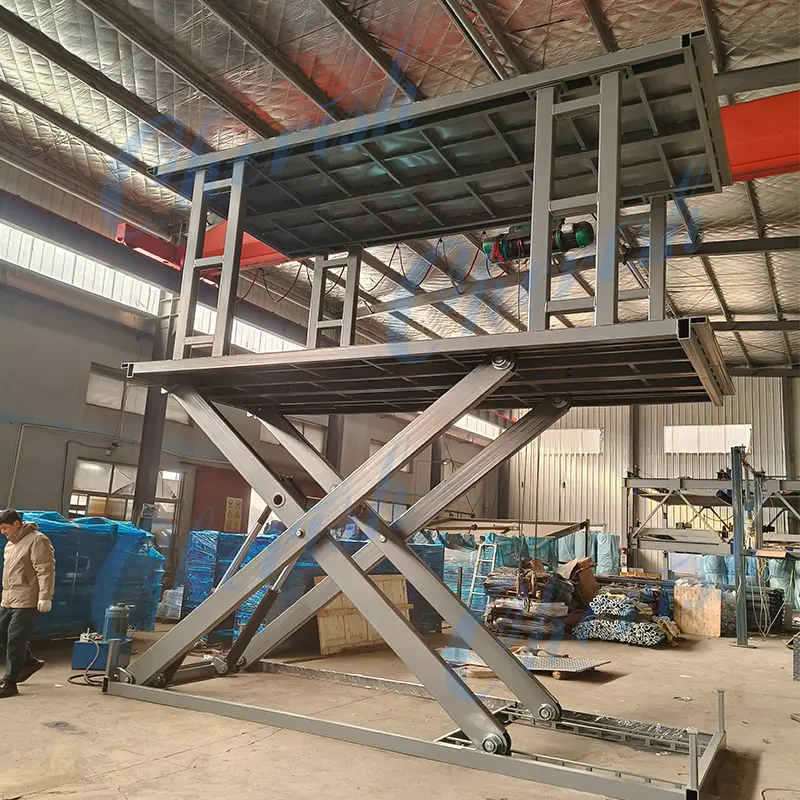 Double Car Storage Scissor Lift Underground Parking System