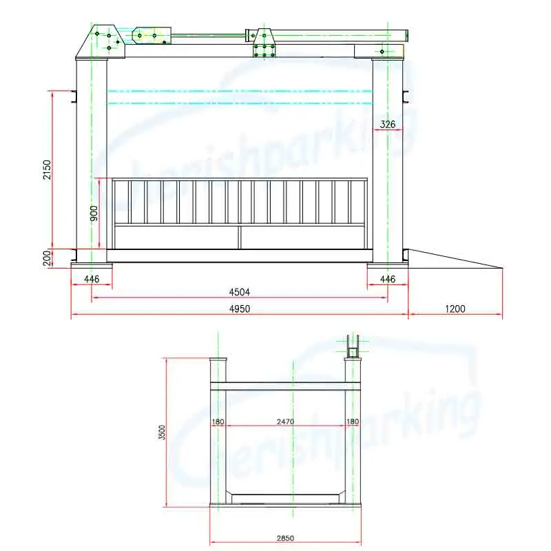 drawing of 4 post car hoist