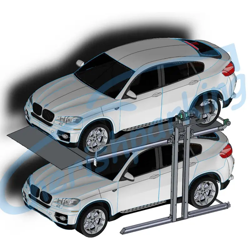 Motor Drive Two Post Parking Lift Double Level Car Stacker