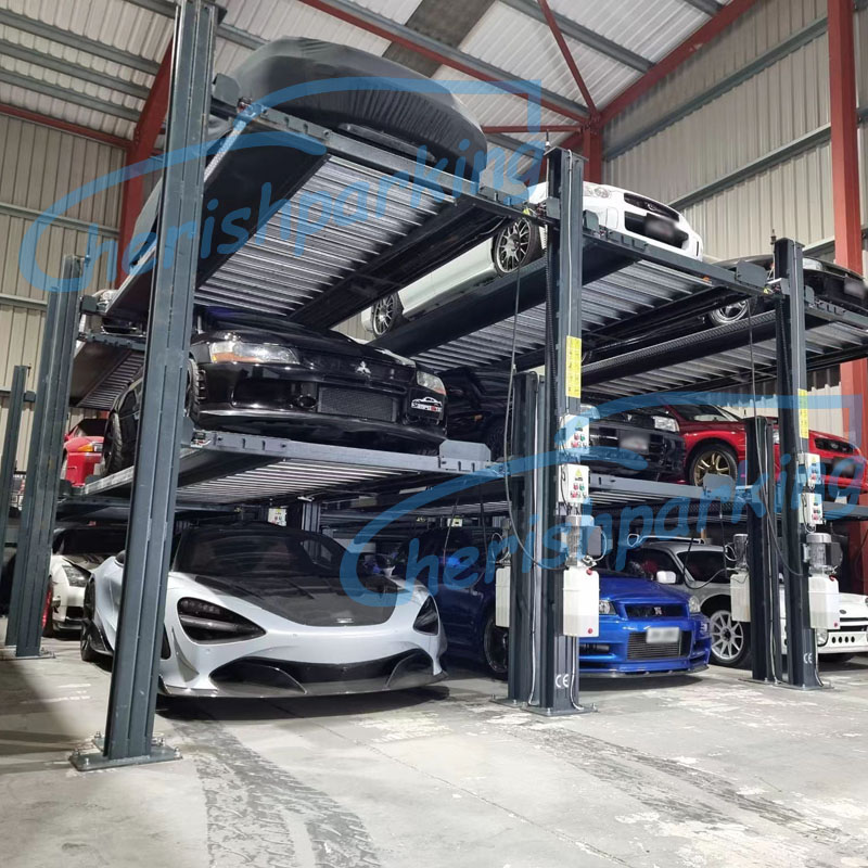 Triple Level Four Post Parking Lifts Car Stacker
